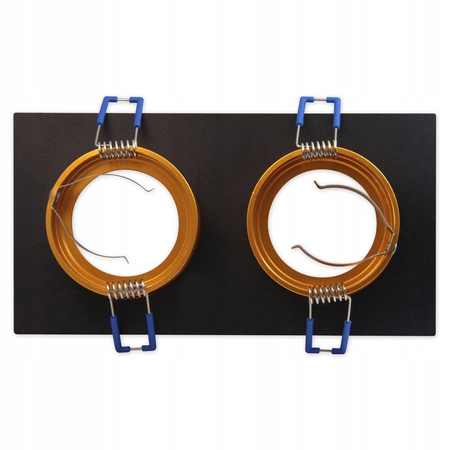 SPOT 2xGU10 rechteckige schwarzgoldene Doppeleinbauleuchte
