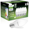 6x LED Lampen E27, Glühbirne B35 2.5W = 25W 249lm 180° 4000K natural LUMILED