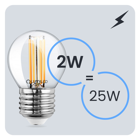 6x LED-Lampe E27 Ball P45 2W = 25W 249lm 3000K Warm 360° FILAMENT LUMILED