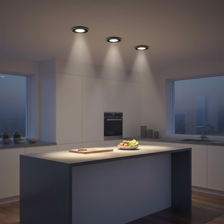 3x SUN OLAL GOLDLUX (Polux) bewegliche Deckeneinbauleuchte, schwarzes Aluminium + GU10 3,5W LED Lampen