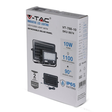 LED Fluter 10W 4000K IP65 + USB-Solarpanel IP65 VT-788-10 V-TAC