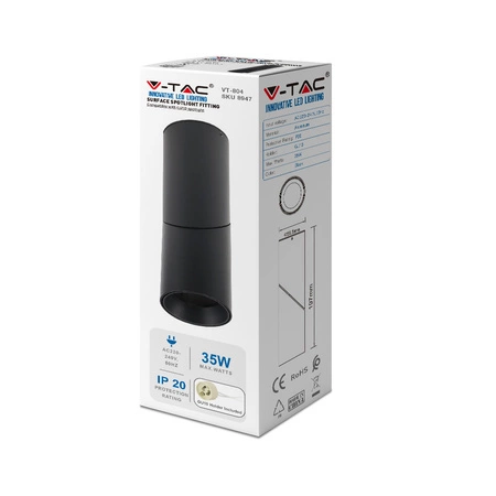 Spot-Deckenleuchte GU10 rund schwarz VT-804 V-TAC