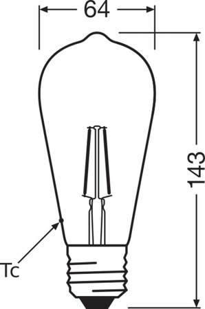 Dekorative LED-Lampe ST64 Edison E27 6.5W = 55W 725lm 2400K Warm 300° Dimmbar Vintage 1906 Osram