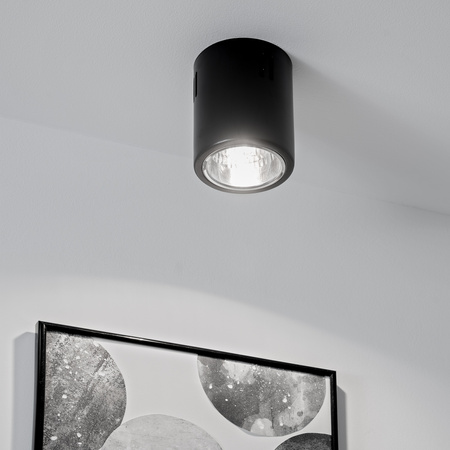 Aufbauleuchte E27, Aufbauspot Runde Tube Schwarz Fest APUS 10 LUMILED