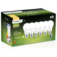 6x LED Lampen E27, Glühbirne A60 13W = 100W 1521lm 260° 3000K warm LUMILED