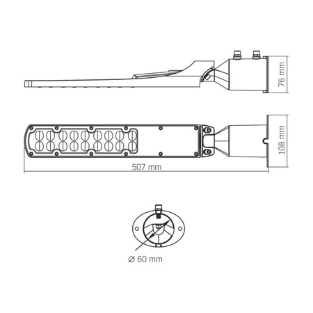 LED-Straßenlampe 50W 5000lm 5000K Neutral 130° 0.25A Schwarz VIDEX