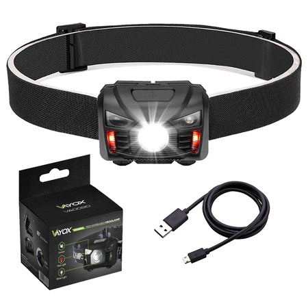 Wiederaufladbare LED-Stirnlampe mit Bewegungssensor XM-L Q5 3W VA0020 VAYOX