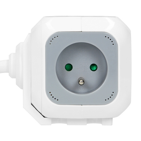 Verlängerungswürfel 2P+Z 4x Steckdose + 2x USB mit Erdungsschiene Kabel 1,4m 16A