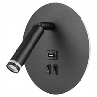 Wandleuchte Spotlampe G9 + LED 4000K USB-A USB-C Schwarz Piero Masterled