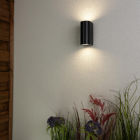 Wandleuchte Außen 2x GU10, Garten-Wandleuchte Schwarz ALLIUM LUMILED