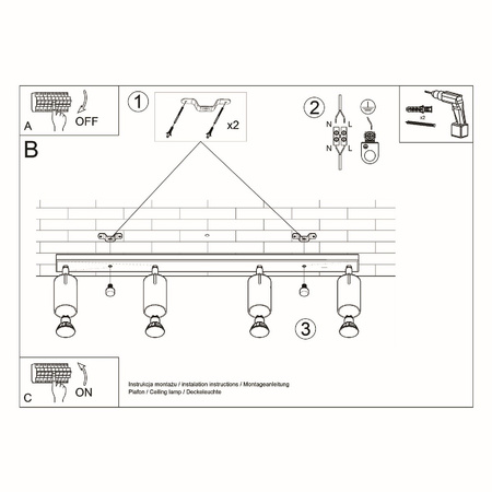Anbauleuchte RING 4L 4xGU10 Reflektor Halogen Beweglich Minimalistisch Weiß SOLLUX