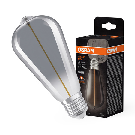 LED Dekorative ST64 Glühbirne E27 2.2W = 6W 60lm 1800K Warm 320° Räucherglühfaden Vintage 1906 Osram