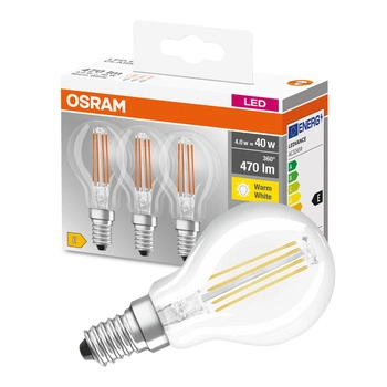 3x LED Lampen E14 P45 4W = 40W 470lm 2700K Wärme 320° OSRAM Filament