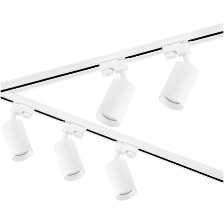 3m Stromschiene + 5x Schienenstrahler GU10 Weiß SAGI + L-Verbinder LUMILED