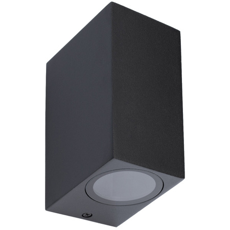 Wandleuchte Außen 2x GU10, Garten-Wandleuchte Schwarz Quadratisch ALLIUM LUMILED