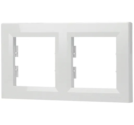 2-fach horizontaler Rahmen für Doppelsteckdose weiß ASFORA