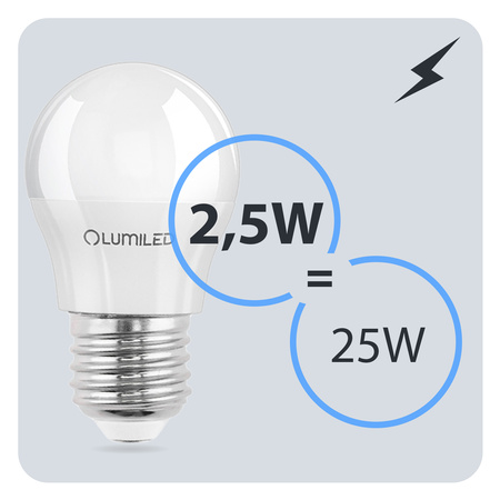 6x LED Lampen E27, Glühbirne P40 2.5W = 25W 249lm 4000K neutral LUMILED