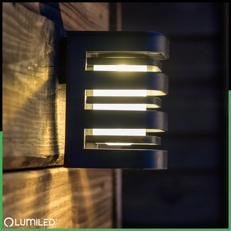 Solar-Wandleuchte LED-Fassadenleuchte Aufbauleuchte CAMILA 3000K Dämmerungssensor LUMILED