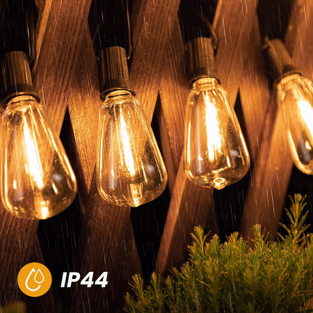 Solar Garten Girlande 30x LED Dekobirnen 9.8m 2700K Warm + PYRIS LUMILED Fernbedienung