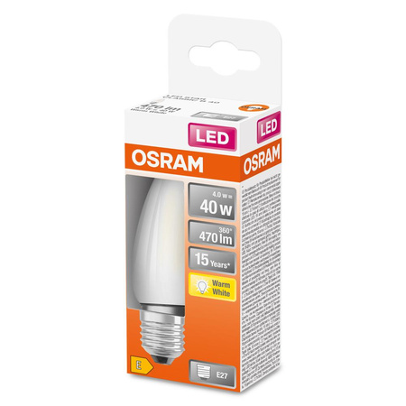 LED Leuchtmittel E27 B35 4W = 40W 470lm 2700K Warm 300° OSRAM STAR Filament