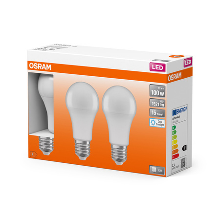 3x LED-Lampe A60 E27 13W = 100W 1521lm 6500K Kalt 200° STAR CLASSIC Osram