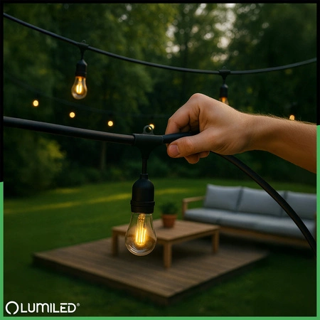 Garten Girlande Outdoor-Lichterkette 15m 30x E27 Glühbirnen 2W 3000K MALUS Lumiled