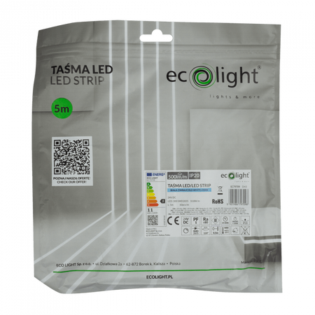 LED-Streifen SMD 2835 10.8W/m 500lm/m 60LED/m 24V 6500K Kalt IP20 Rolle 5m Ecolight