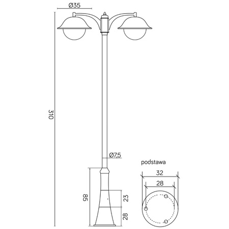 Gartenlaternenlaterne für den Außenbereich E27 Prince Max OGMW 2 O-BD 310 cm schwarz Su-Ma