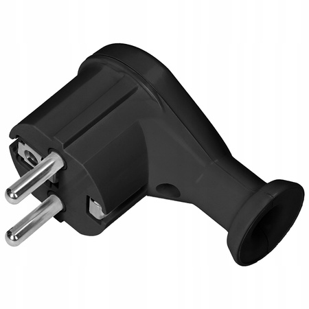 Abgewinkelter Elektrostecker 2P+Z UNI-SCHUKO-Stecker mit Erdung Schwarz ORNO