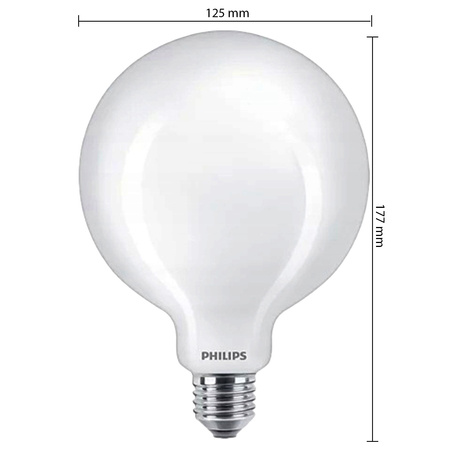 Globe E27 G120 LED Lampen 10,5 W = 100 W, 1521 lm, 4000 K, neutrales Filament, milchig, PHILIPS