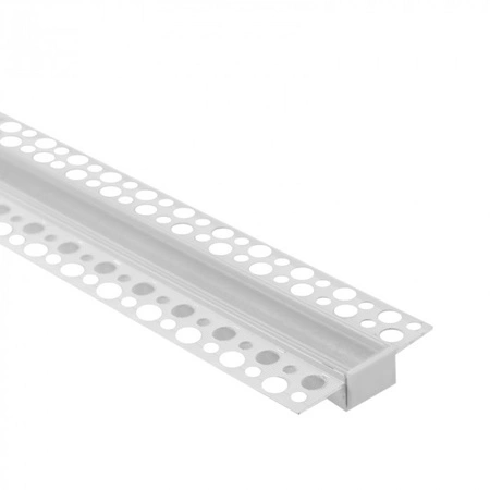 Aluminium LED-Profil für Gipskarton REGIPS breit flächenbündig weiß 1m mit transparentem Diffusor für LED-Streifen + Kappen Ecolight GPS Serie