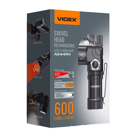 Taktische wiederaufladbare LED-Taschenlampe wasserdicht 10W 600lm 5000K A244RH VIDEX