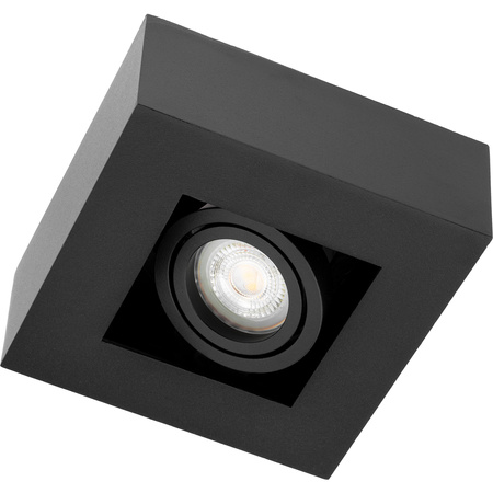 Halogen-Aufbauleuchte GU10, Aufbauspot beweglich Quadrat Schwarz AURI LUMILED