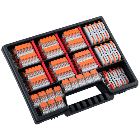Schnellverbinder Installationsverbinder-Set Set mit 100 Teilen – 40 x 2 x 4 mm 40 x 5 x 4 mm 20 x 1+1 + Organizer-Koffer