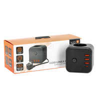 KOBI LINEA PRO CUBE 3x230V Splitter mit Masse und Schalter + 4xUSB Schwarz