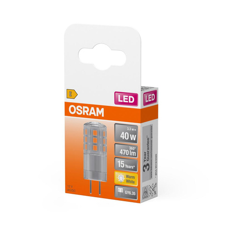 LED Lampen GY6.35 Kapsel 3,3W = 40W 470lm 2700K warm 320° 12V OSRAM