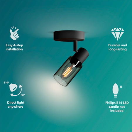 Wandleuchte Wandleuchte E14 Black Palms Philips