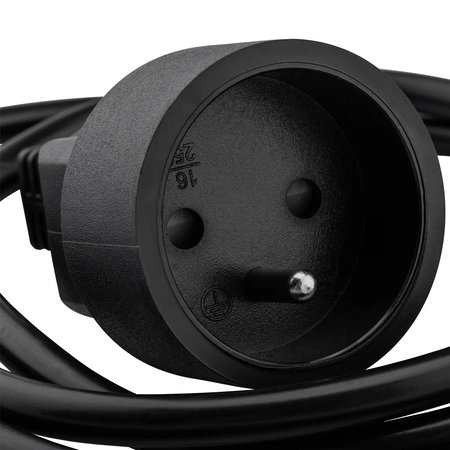 Stromverlängerungskabel Stecker - Steckdose mit Erdung 5m 3x1,5mm 16A Schwarz ECOLIGHT