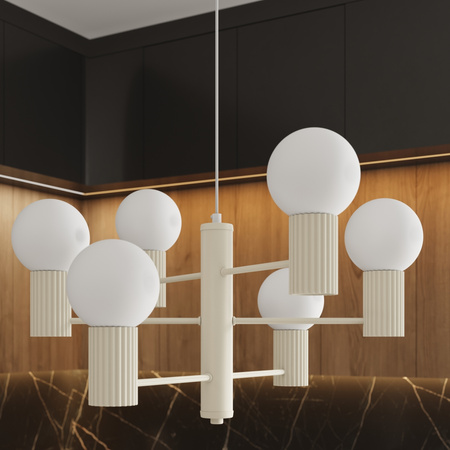 Kronleuchter Pendelleuchte 6x G9 Aluminium Beige Halo French Sky SL.1831 Sollux