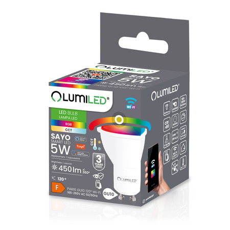 Lampen GU10, Glühbirne 5W 450lm CCT RGB Dimmbar Intelligent TUYA WiFi SMART SAYO LUMILED