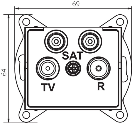 TV-2xSAT Anschlussbuchse quadratisch weiß LOGI Kanlux