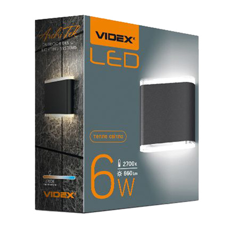 Garten-Wandleuchte Outdoor LED-Fassadenleuchte 6W 660lm 2700lm Warm Black EVAN Videx