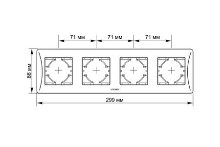 Horizontaler Rahmen für Wandsteckdosen mit vier Steckplätzen weiß BINERA VIDEX