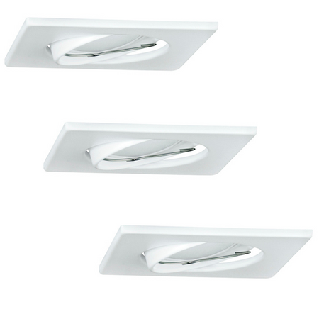 Set aus 3x quadratischen weißen beweglichen Halogenlampen GOLDLUX (Polux) + GU10 3,5W LED Lampen