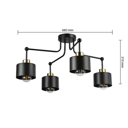 SPOT TUBA Reflektor Halogen Deckenleuchte 4x E27 Schwarz Kupfer Masterled