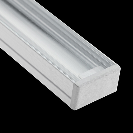 Profil aus eloxiertem Aluminium für LED KM35 Silber Aufbaumontage 1m + transparente Abdeckung + Endkappen