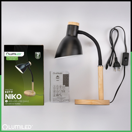 Schreibtischlampe Schule Zeichentisch Dekorativ E27 NIKO Schwarz Lumiled
