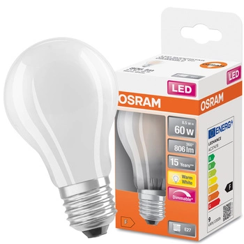 E27 LED Leuchtmittel 8,5W = 60W 806lm 2700K Warm 300° CRI80 OSRAM Dimmbar