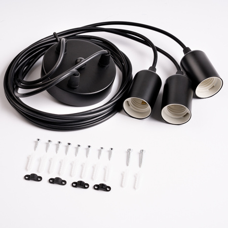 Pendelleuchte mit 3x E27-Sockeln einstellbare, Hängelampe Schwarz mit 3-fach Pendel Spinne Arane LUMILED