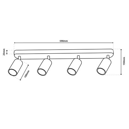 SPOT TUBA Deckenleuchte Reflektor Halogen Leuchte 4x GU10 TABULA LUMILED